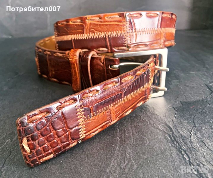 Gio Morreti колан естествена кожа крокодил 90см, снимка 1