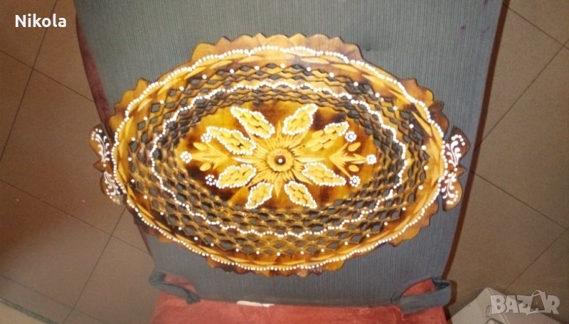 Декоративна дървена купа или чиния ръчно направена 38см / 27см, снимка 1