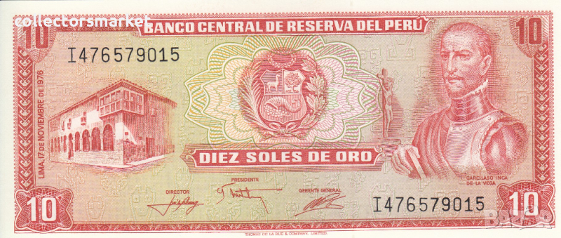 10 сол де оро 1976, Перу, снимка 1