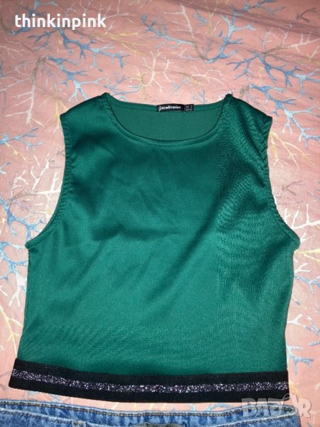 Топ потник Stradivarius в зелено, снимка 1