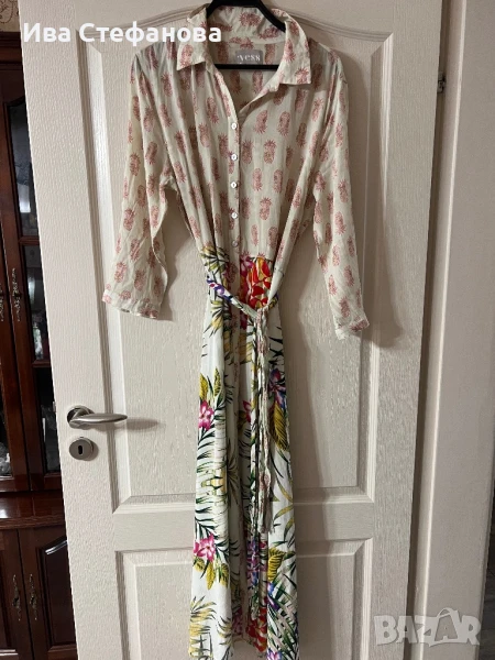 Нова ежедневна елегантна дълга рокля риза флорален принт тропик , снимка 1