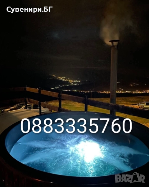 Уелнес хидро масажно джакузи с вградена печка на дърва, снимка 1