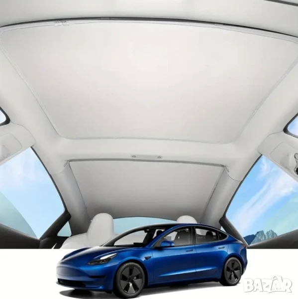 Оригинален Автомобилен Панорамен Слънцезащитен Сенник за Tesla Model 3 (2017-2023), 99% UV Защита!, снимка 1
