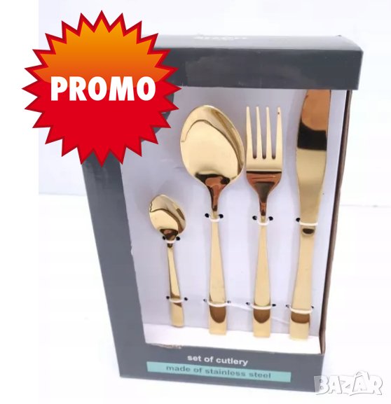 Комплект златисти прибори за хранене  / 16 части, снимка 1