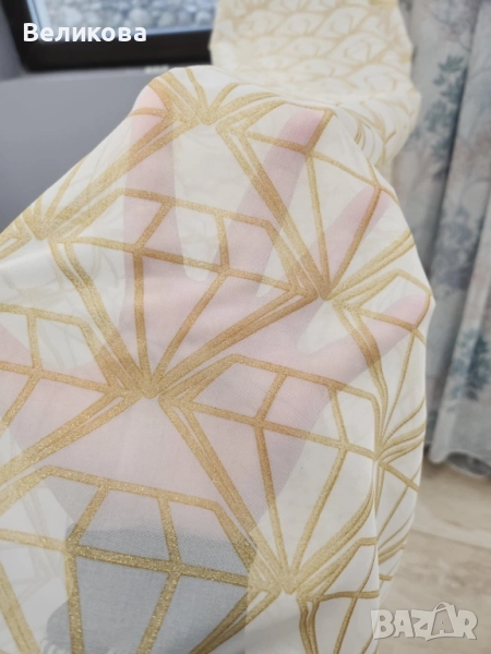 Воал за тънки пердета със жълти линии, снимка 1