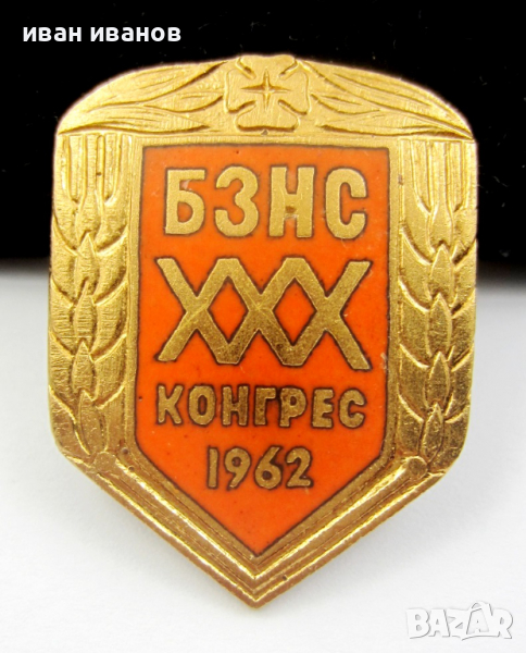 БЗНС-1962г-30ти конгрес-Рядък знак-Соц епоха, снимка 1