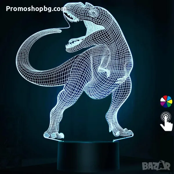 Холограмна 3D LED лампа Т-Rex динозавър, снимка 1