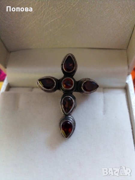 Винтидж дизайнерски  сребърен пръстен с естествени гранати, снимка 1