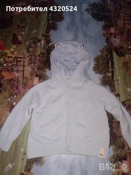 Бебешка жилетка с качулка размер 74-80см. син, снимка 1