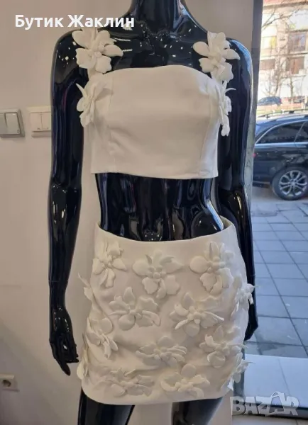 Дамски комплект от 2 части с 3Д цветя, снимка 1