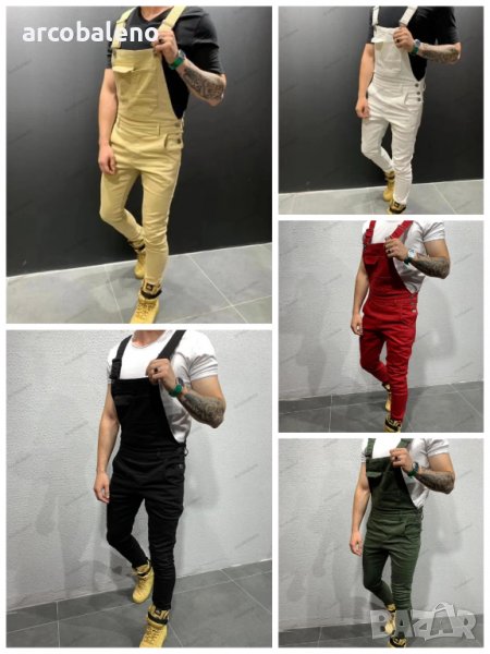 Мъжки дънки с тиранти в нов стил, 5цвята, снимка 1