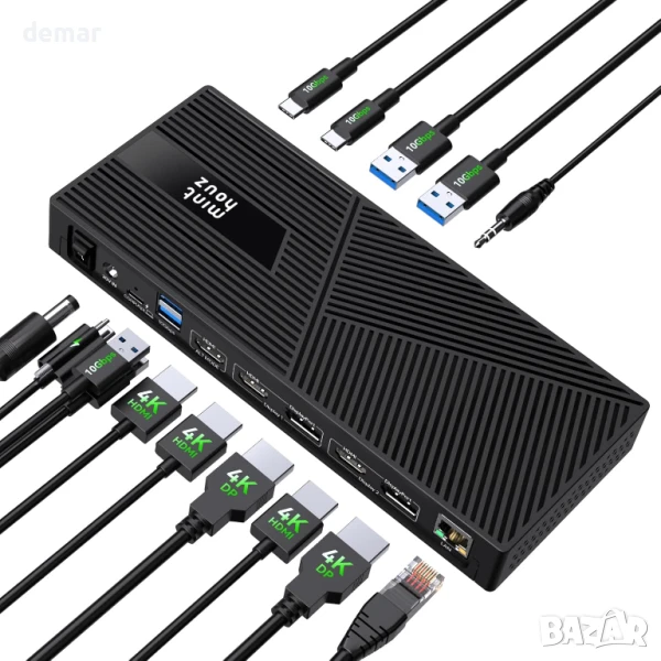 Докинг станция Minthouz DisplayLink за 3x4K/60HZ монитора 160W, 14 в 1, снимка 1