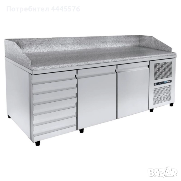 Хладилен плот за пицарии – 3 врати, 410 литра, гранитна плоча, снимка 1