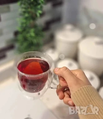 Стъклена чаша за кафе с двойно дъно 200ml, снимка 1