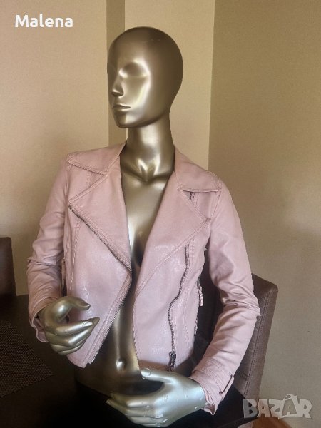 Дамско кожено яке в бебешко розов цвят !, снимка 1