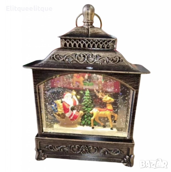 Коледна лампа със сняг и коледни орнаменти, снимка 1