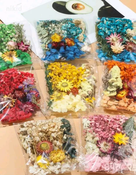 Микс сухи цветя гипсофил гипсофила в кутия за декорация натурални сапун свещи свещ смола аранжиране, снимка 1