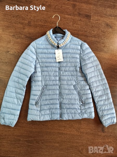 синьо яке с перли, снимка 1