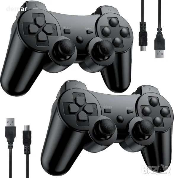 Zexrow PS3 безжичен контролер, за PS3, с двойна вибрация, USB зареждане, 2 броя, снимка 1