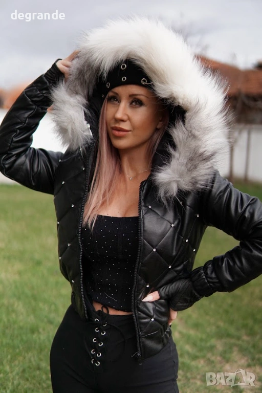 Късо дамско яке с пух от лисица , снимка 1