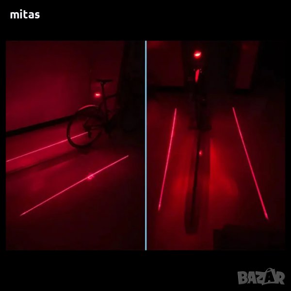 Задна LASER LED светлина за велосипед Scorpion - 5 LED + 2 лазера, снимка 1