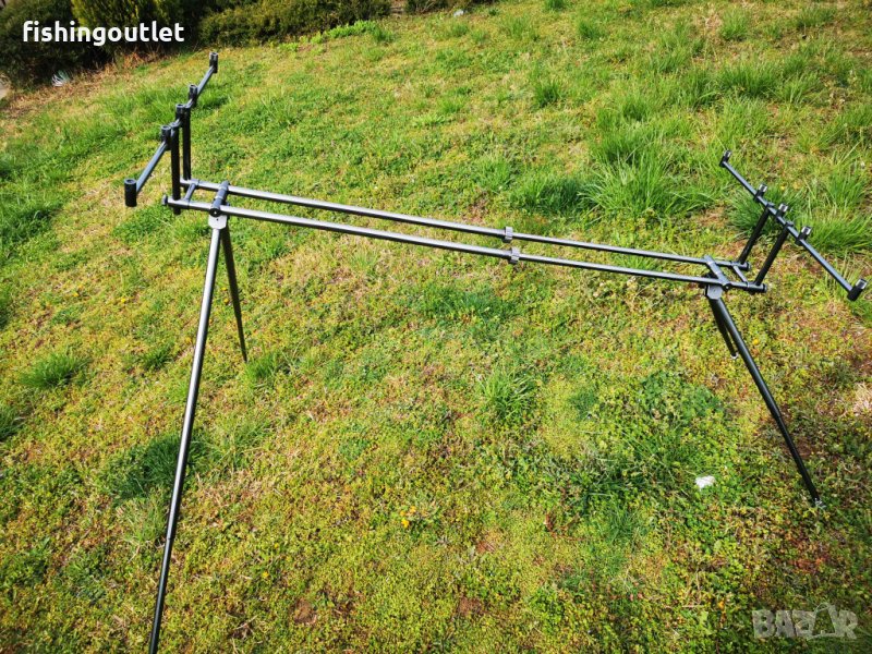  Масивна шаранджийска стойка за 5 въдици с три комплекта крака, снимка 1