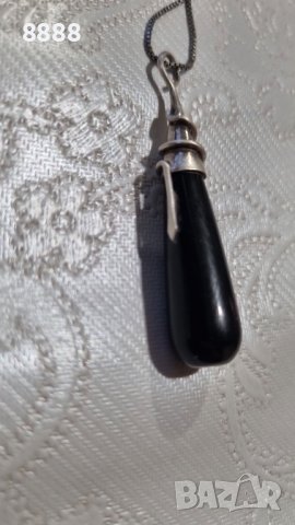 Сребърно колие с висулка от оникс 925 , снимка 6 - Колиета, медальони, синджири - 44329506