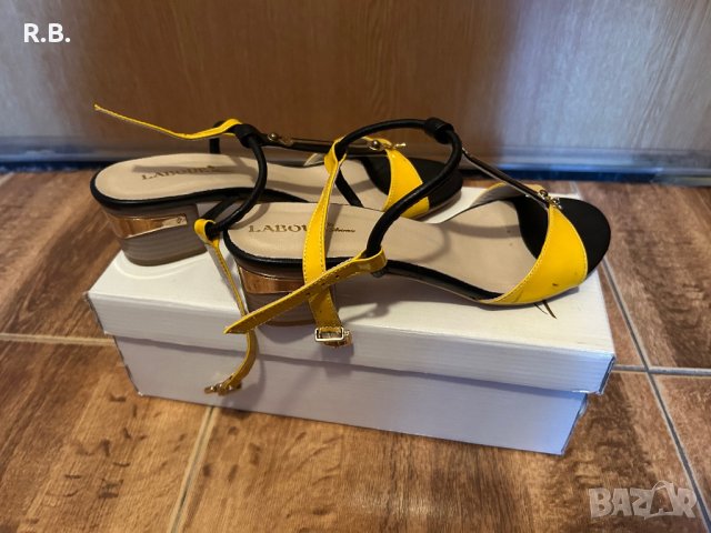 Жълто-черни сандали, 36 номер, снимка 6 - Сандали - 42117970
