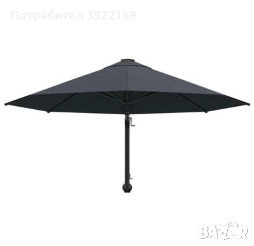 Чадър за монтаж на стена с метален прът, 300 см, антрацит, снимка 4 - Градински мебели, декорация  - 53218143