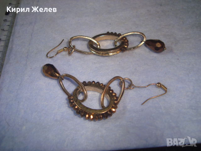Аристократични стилни винтидж арт деко модел ЗЛАТИСТИ ОБЕЦИ 17742, снимка 5 - Обеци - 36502510