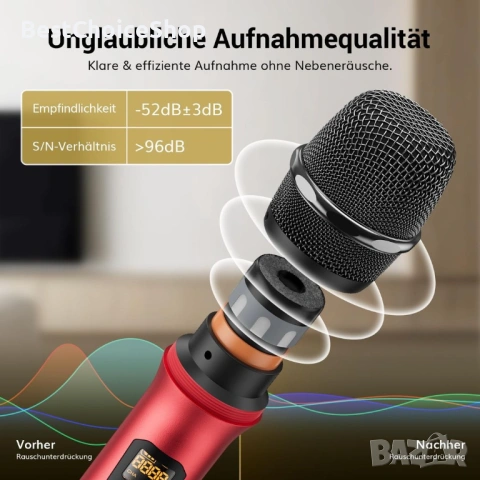 TONOR безжична микрофонна система с два микрофона – Черен и червен, снимка 10 - Микрофони - 53407582