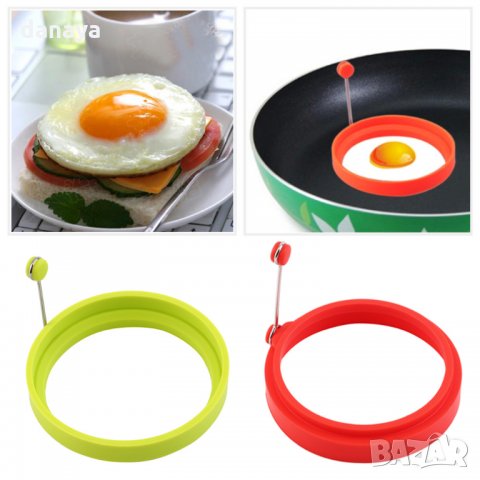 240 Комплект от 2 броя кръгла силиконова форма за пържени яйца силиконов ринг за омлет мини палачинк, снимка 1 - Прибори за хранене, готвене и сервиране - 34748611
