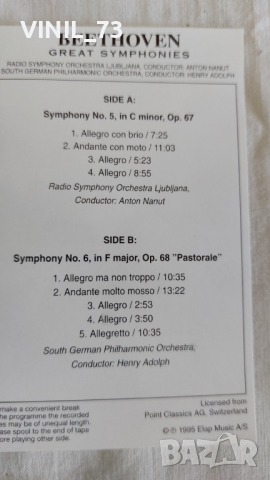 Beethoven great symphonies, снимка 3 - Аудио касети - 44836015