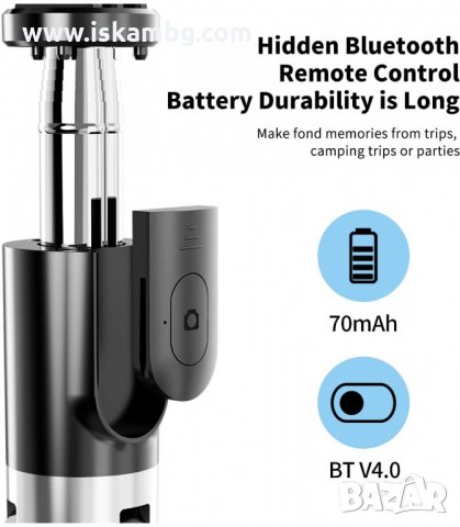 CЕЛФИ СТИК И СТАТИВ-ТРИПОД С БЛУТУТ ДИСТАНЦИОННО L02 - КОД 1156, снимка 5 - Селфи стикове, аксесоари - 33886262