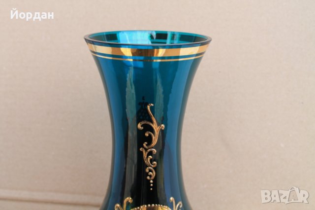 Ваза Бохемия синьо стъкло, снимка 7 - Други ценни предмети - 40566319