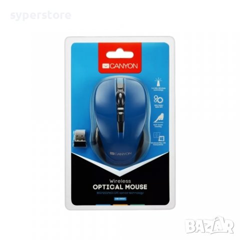 Мишка Безжична CANYON CNE-CMSW1BL 1200dpi 3btns Синя, снимка 3 - Клавиатури и мишки - 39598120