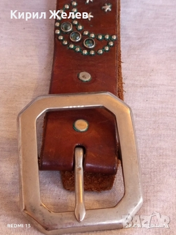 Марков кожен колан Арт с капси и кристали NEW YORK 26519, снимка 2 - Колани - 51869461