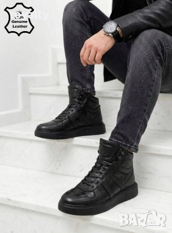 Мъжки Спортни Боти - Черна ЕСТЕСТВЕНА Кожа