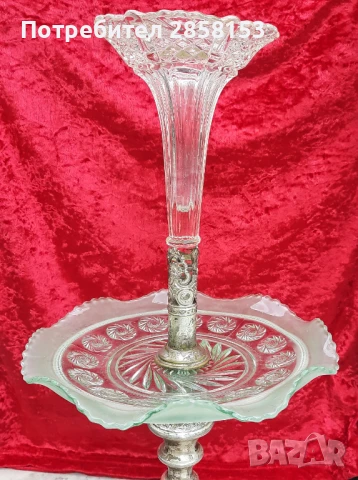 Старинна посребрена поставка Арт Деко, Epergne, снимка 5 - Антикварни и старинни предмети - 50623848