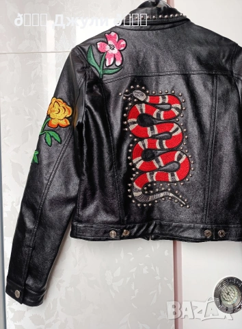 Кожено яке от естествена кожа с бродерии, снимка 6 - Якета - 53520610