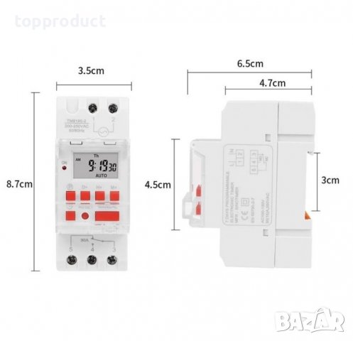 Таймер за време, седмичен програматор 16А, 30A , таймер за бойлер, рел, снимка 3 - Друга електроника - 39642393