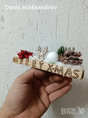 Ръчно изработена дървена коледна декорация, снимка 5 - Декорация за дома - 52580963