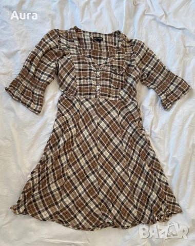 Brown plaid dress , снимка 3 - Рокли - 53814849