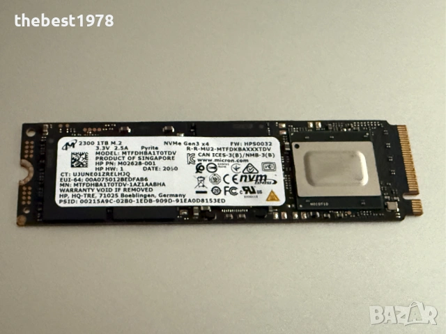1TB SSD NVMe Gen3x4 99% Здраве/Micron 2300 MTFDHBA1T0TDV, снимка 2 - Твърди дискове - 53613825
