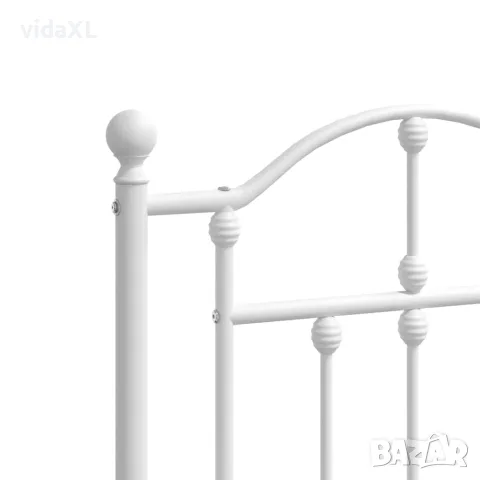 vidaXL Метална рамка за легло с горна табла, бяла, 140x190 см, снимка 8 - Спални и легла - 56147302