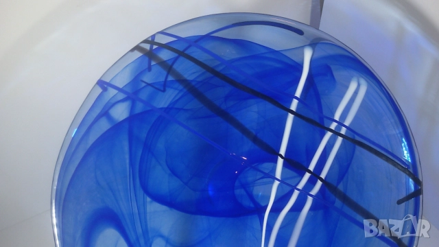 Kosta Boda Contrast Blue Dish 356 mm чиния на Коста Бода, снимка 7 - Декорация за дома - 51836761