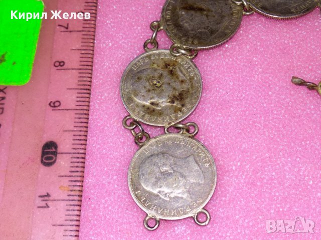 СТАРИННА СРЕБЪРНА ГРИВНА със СРЕБЪРНИ МОНЕТИ на ЦАР ФЕРДИНАНД I  Царство БЪЛГАРИЯ РЪЧНА РАБОТА 43081, снимка 11 - Антикварни и старинни предмети - 44393994