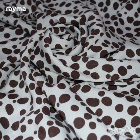 -40% Плат италиански копринен жоржет сатен принт точки, снимка 4 - Рокли - 50960591