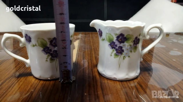 стар немски порцелан чаша за чай и латиера , снимка 2 - Антикварни и старинни предмети - 50499916