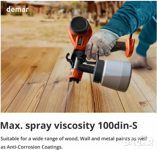 Tilswall Alien 500W пръскачка за боядисване HVLP с 4 дюзи и 3 схеми на пръскане, 100 DIN-s, снимка 6 - Други стоки за дома - 48418964